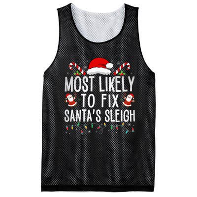 Most Likely To Fix Santa Sleigh Christmas Believe Santa Mesh Reversible Basketball Jersey Tank