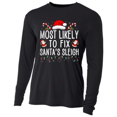 Most Likely To Fix Santa Sleigh Christmas Believe Santa Cooling Performance Long Sleeve Crew