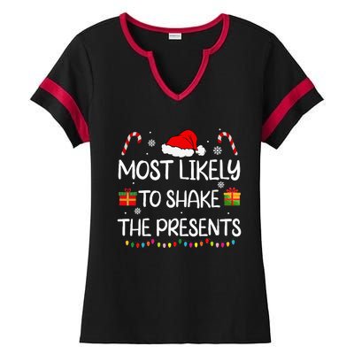 Most Likely To Shake The Presents family Christmas matching Ladies Halftime Notch Neck Tee