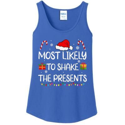 Most Likely To Shake The Presents family Christmas matching Ladies Essential Tank