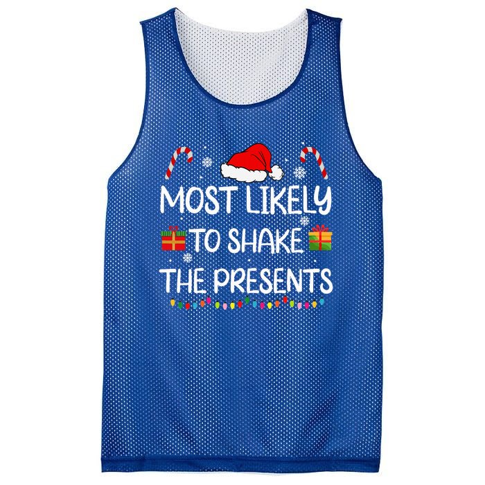 Most Likely To Shake The Presents family Christmas matching Mesh Reversible Basketball Jersey Tank