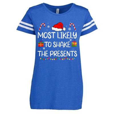 Most Likely To Shake The Presents family Christmas matching Enza Ladies Jersey Football T-Shirt