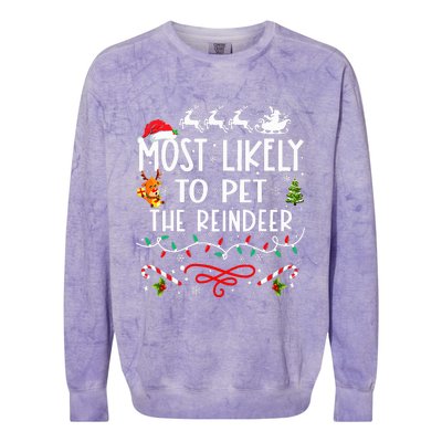 Most Likely To Pet The Reindeer Family Christmas  Colorblast Crewneck Sweatshirt