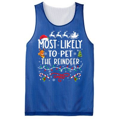 Most Likely To Pet The Reindeer Family Christmas  Mesh Reversible Basketball Jersey Tank