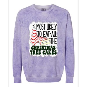 Most likely to eat all the christmas tree cake debbie tree Colorblast Crewneck Sweatshirt