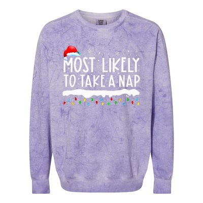 Most Likely To Take A Nap Family Matching Christmas Colorblast Crewneck Sweatshirt