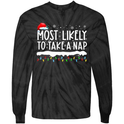 Most Likely To Take A Nap Family Matching Christmas Tie-Dye Long Sleeve Shirt