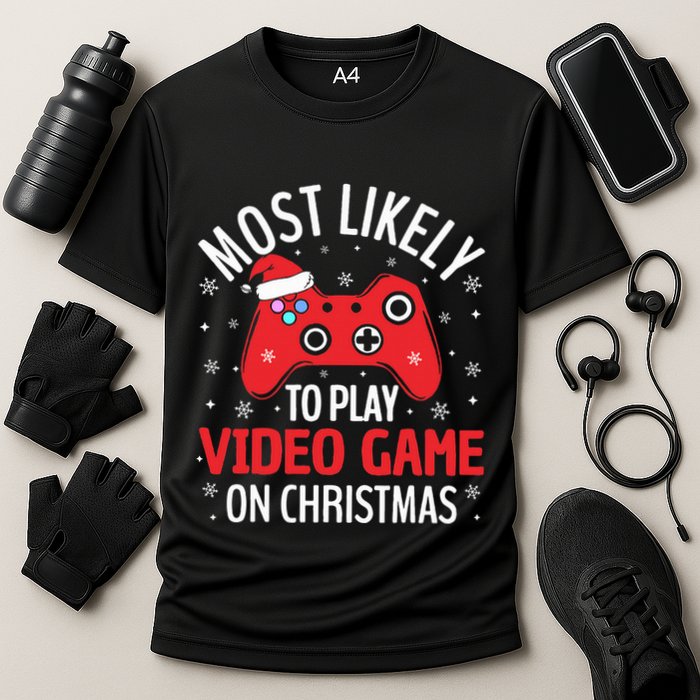 Most Likely To Play Video Game Christmas  Performance Shirt