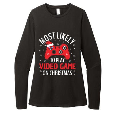 Most Likely To Play Video Game Christmas  Womens CVC Long Sleeve Shirt