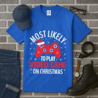 Most Likely To Play Video Game Christmas  Tall T-Shirt