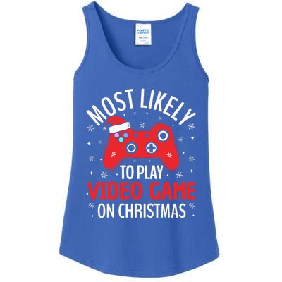 Most Likely To Play Video Game Christmas  Ladies Essential Tank