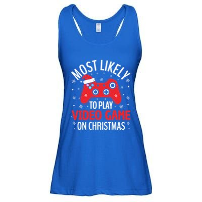 Most Likely To Play Video Game Christmas  Ladies Essential Flowy Tank