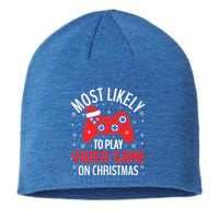 Most Likely To Play Video Game Christmas  Sustainable Beanie