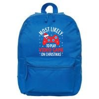 Most Likely To Play Video Game Christmas  16 in Basic Backpack