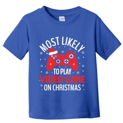 Most Likely To Play Video Game Christmas  Toddler T-Shirt