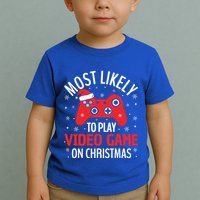 Most Likely To Play Video Game Christmas  Toddler T-Shirt