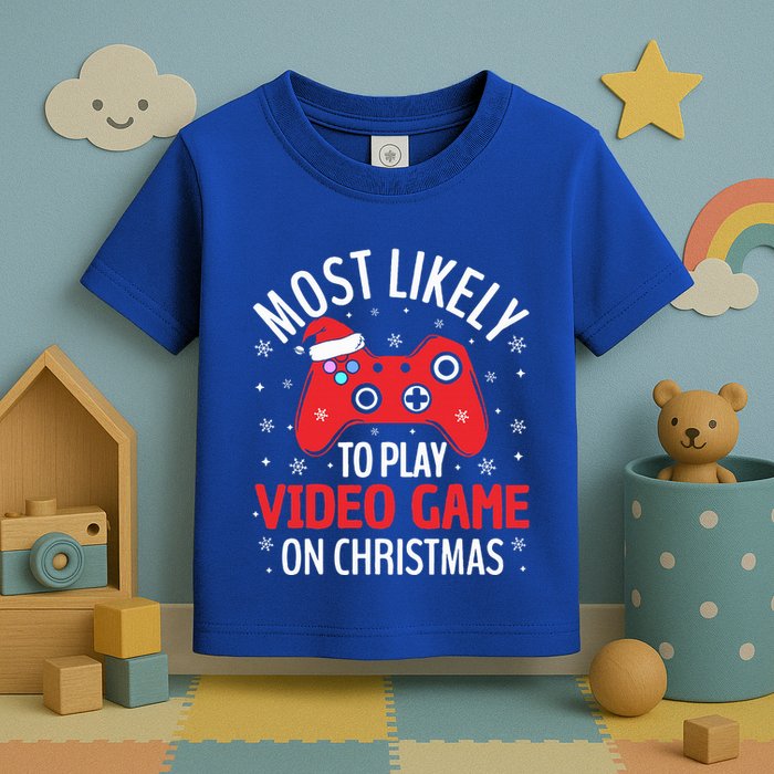 Most Likely To Play Video Game Christmas  Toddler T-Shirt