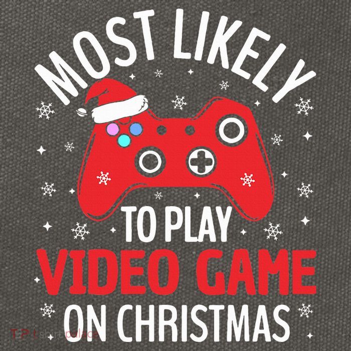 Most Likely To Play Video Game Christmas  Cotton Canvas Backpack