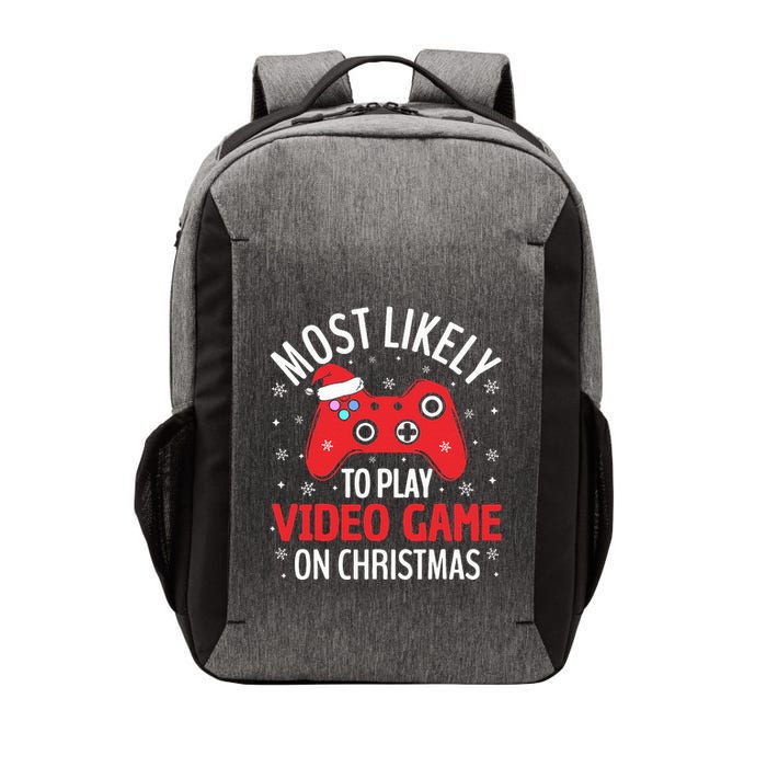 Most Likely To Play Video Game Christmas  Vector Backpack