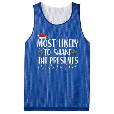 Most Likely To Shake The Presents Family Matching Christmas  Mesh Reversible Basketball Jersey Tank