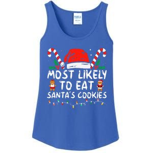 Most Likely To Eat Santas Cookies Family Christmas Holiday Ladies Essential Tank