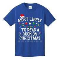 Most Likely To Read A Book On Christmas Book Lover Xmas  Kids T-Shirt