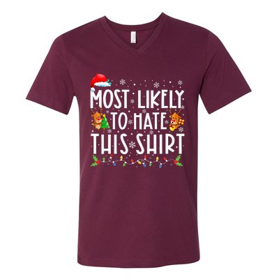 Most Likely To Hate This Family Christmas Pajamas V-Neck T-Shirt