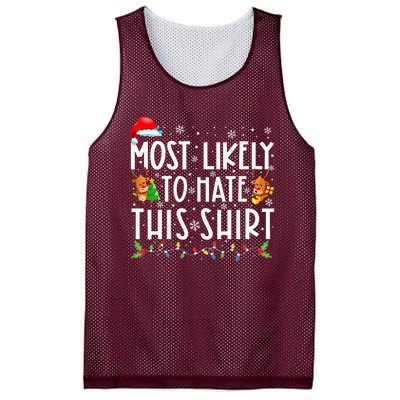 Most Likely To Hate This Family Christmas Pajamas Mesh Reversible Basketball Jersey Tank