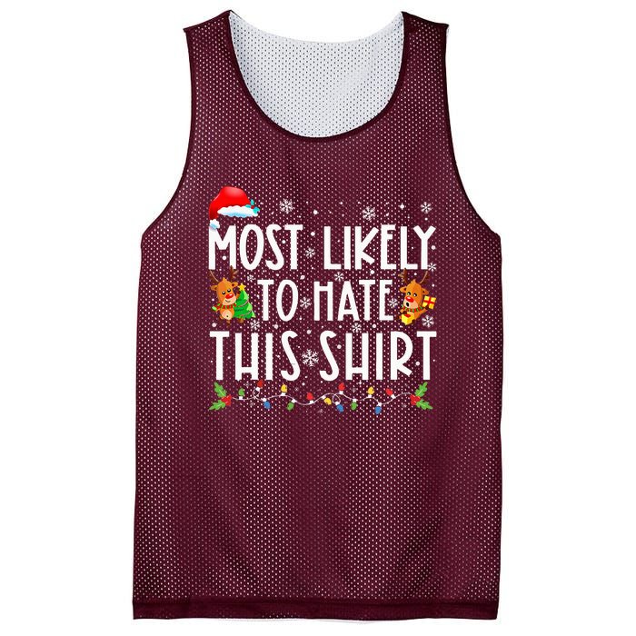 Most Likely To Hate This Family Christmas Pajamas Mesh Reversible Basketball Jersey Tank