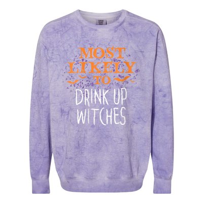 Most Likely To Halloween Drink Up Witches Matching Colorblast Crewneck Sweatshirt