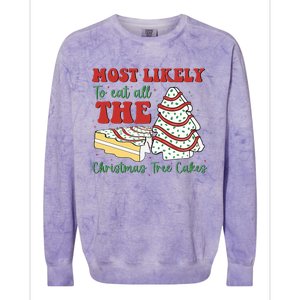 Most Likely To Eat All The Christmas Tree Cakes Debbie Colorblast Crewneck Sweatshirt