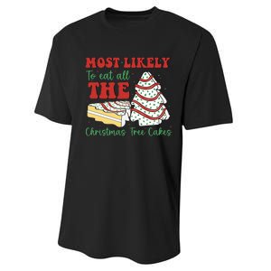 Most Likely To Eat All The Christmas Tree Cakes Debbie Performance Sprint T-Shirt