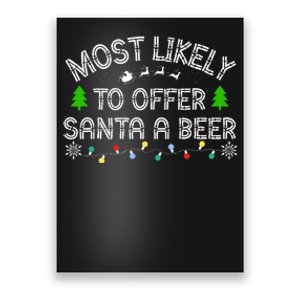 Most Likely To Offer Santa A Beer Funny Drinking Christmas Poster