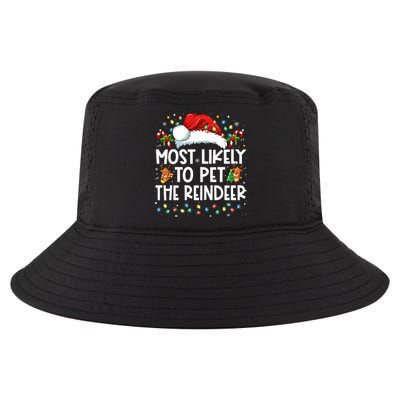 Most Likely To Pet The Reindeer Funny Christmas Cool Comfort Performance Bucket Hat