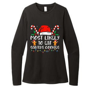 Most Likely To Eat Santas Cookies Family Christmas Pajamas Womens CVC Long Sleeve Shirt