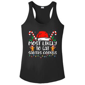 Most Likely To Eat Santas Cookies Family Christmas Pajamas Ladies PosiCharge Competitor Racerback Tank