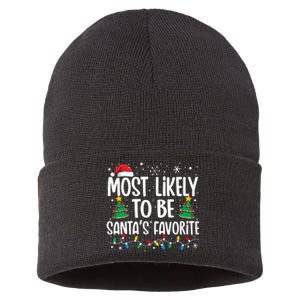 Most Likely To Be SantaS Favorite Family Christmas Matching Sustainable Knit Beanie