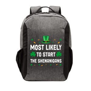 Most Likely To Start The Shenanigans Funny St Patricks Day Vector Backpack