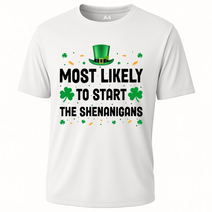 Most Likely To Start The Shenanigans Funny St Patricks Day Performance Shirt