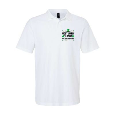 Most Likely To Start The Shenanigans Funny St Patricks Day Polo