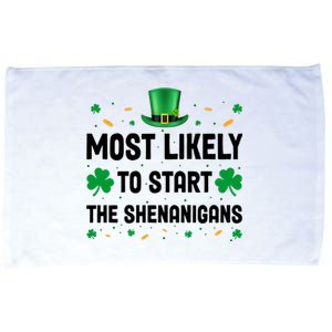 Most Likely To Start The Shenanigans Funny St Patricks Day Microfiber Hand Towel