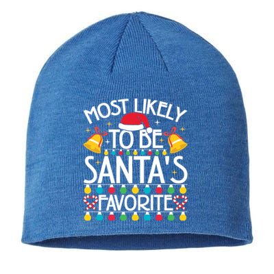 Most Likely To Be SantaS Favorite Family Christmas Gift Sustainable Beanie