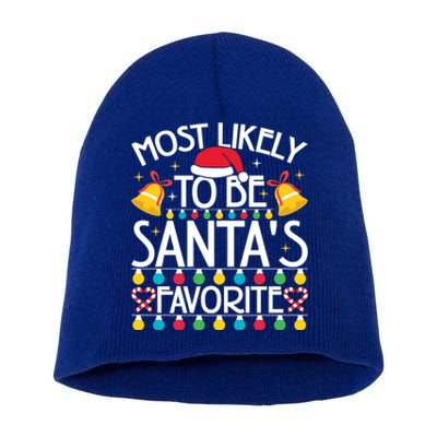 Most Likely To Be SantaS Favorite Family Christmas Gift Short Acrylic Beanie