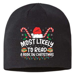 Most Likely To Read A Book On Christmas Matching Family Sustainable Beanie