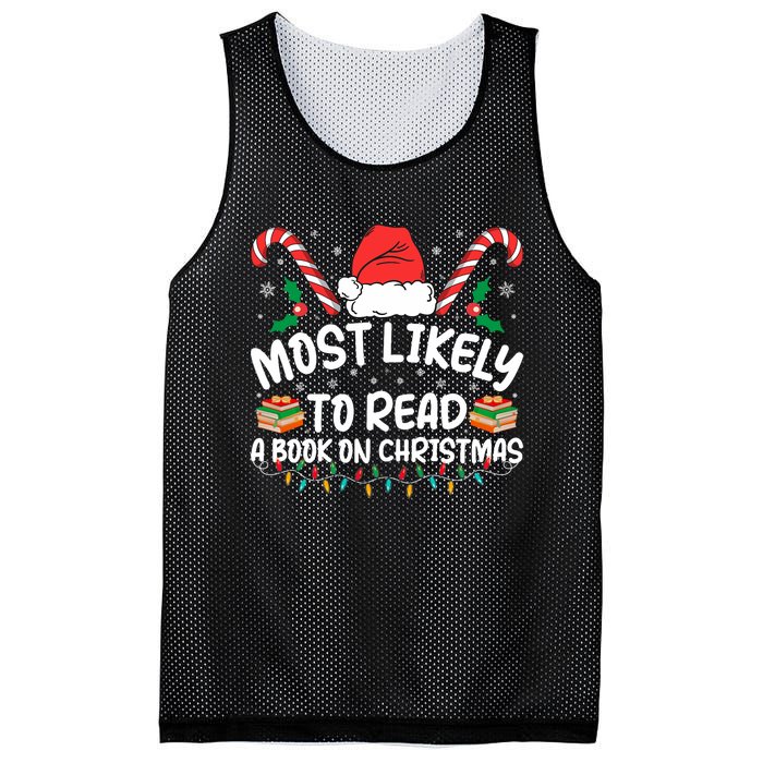 Most Likely To Read A Book On Christmas Matching Family Mesh Reversible Basketball Jersey Tank