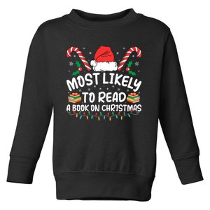 Most Likely To Read A Book On Christmas Matching Family Toddler Sweatshirt