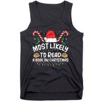 Most Likely To Read A Book On Christmas Matching Family Tank Top