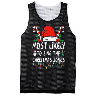 Most Likely To Sing The Christmas Songs Christmas Matching Mesh Reversible Basketball Jersey Tank