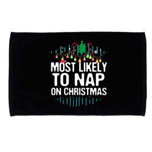 Most Likely To Nap On Christmas Xmas Funny Family Christmas Microfiber Hand Towel