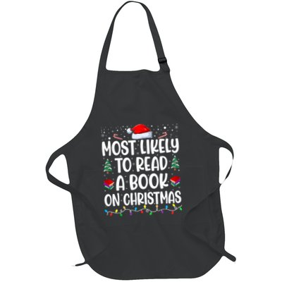Most Likely To Read A Book On Christmas Matching Family Full-Length Apron With Pockets
